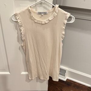 cupcakes & cashmere Cream Ruffled Neck Sleeveless Tank